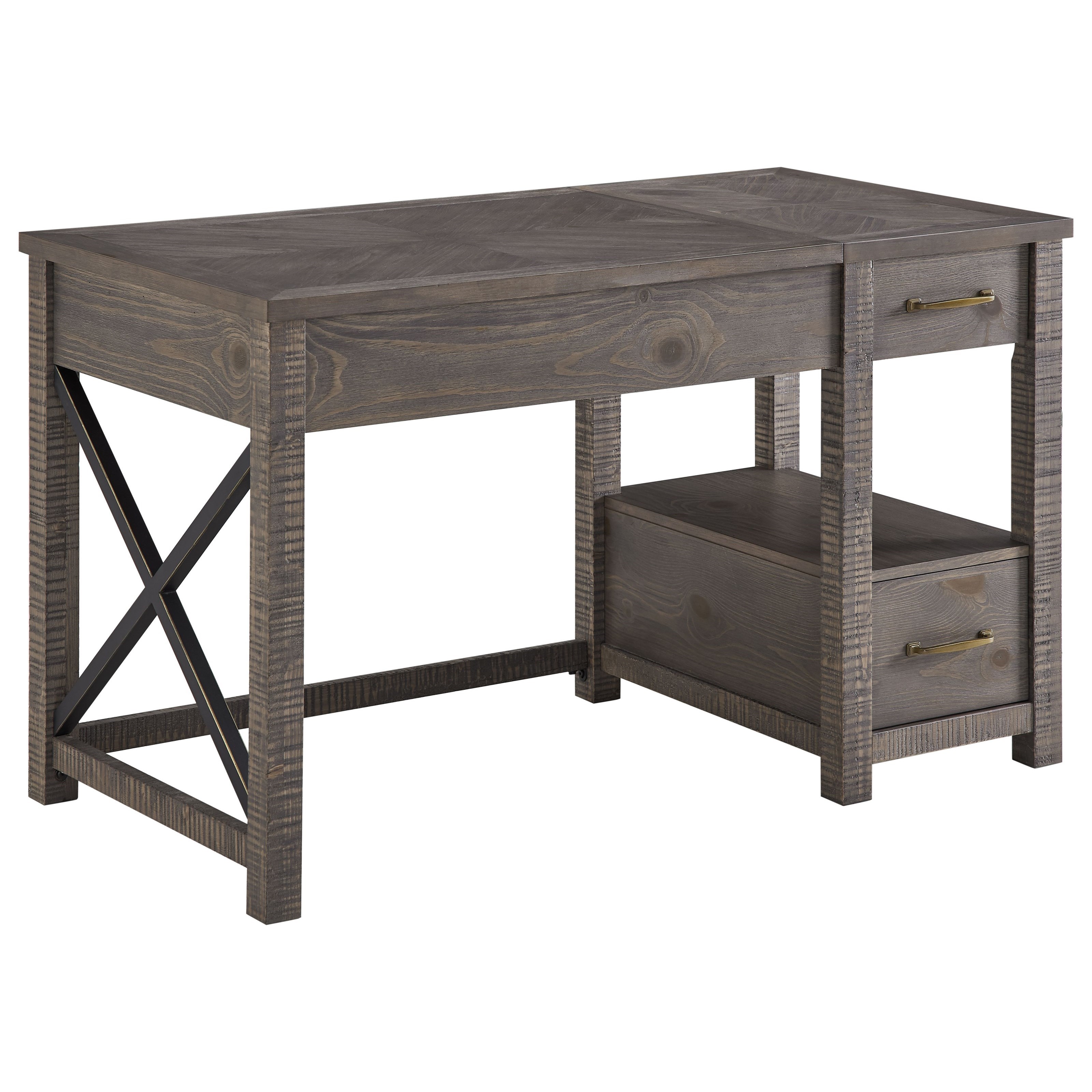 Dexter DX100DTx1+DX100DBx1 Rustic LiftTop Desk with 2 Drawers and Open